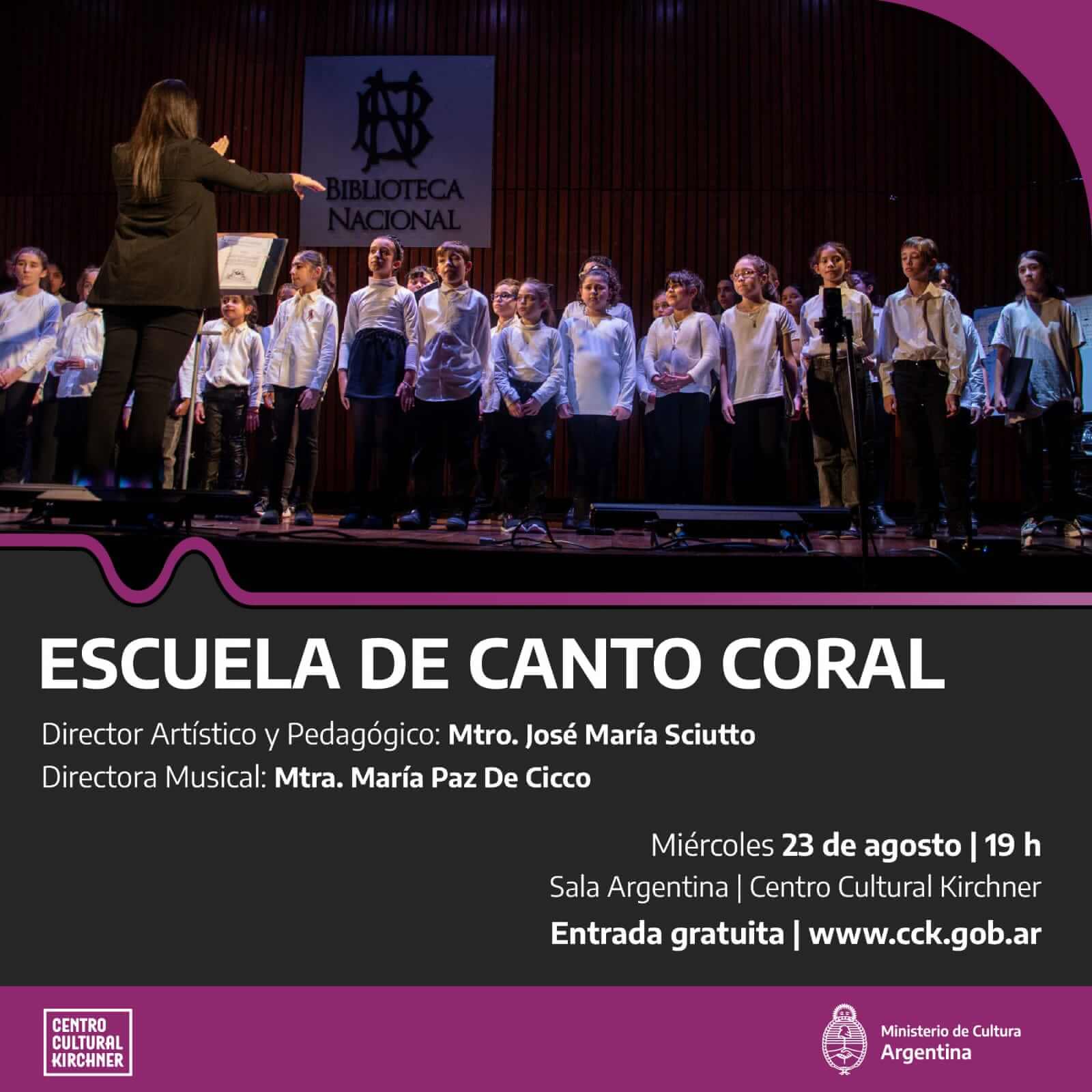 Flyer de la Escuela de canto coral 2023
