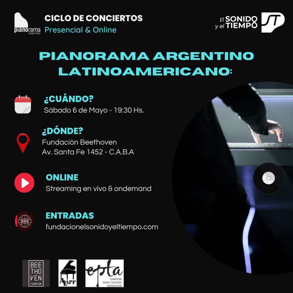 Flyer pianorama argentino y latinoamericano